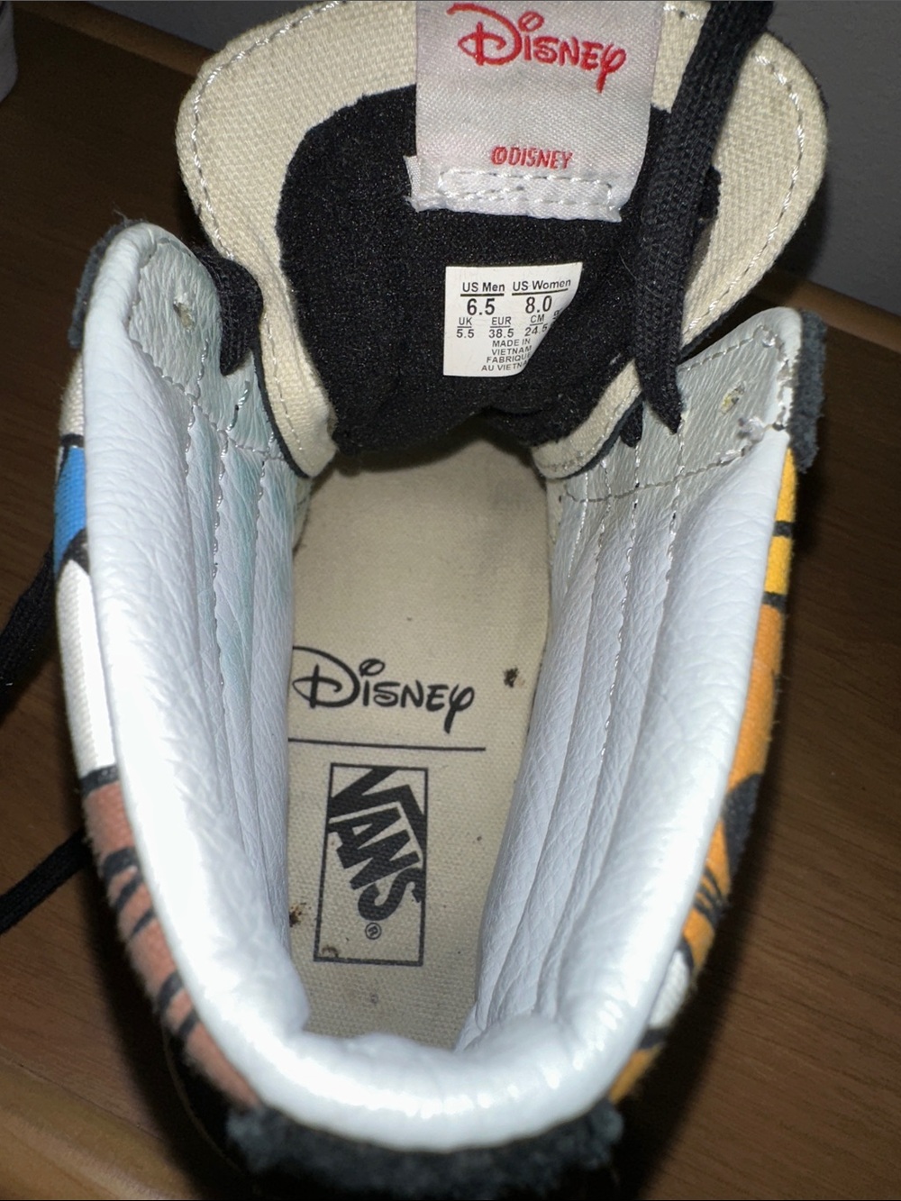 2015 Vans Disney Sk8-Hi sneakers featuring Mickey, Goofy, Pluto, and Donald - Picture 7 of 11